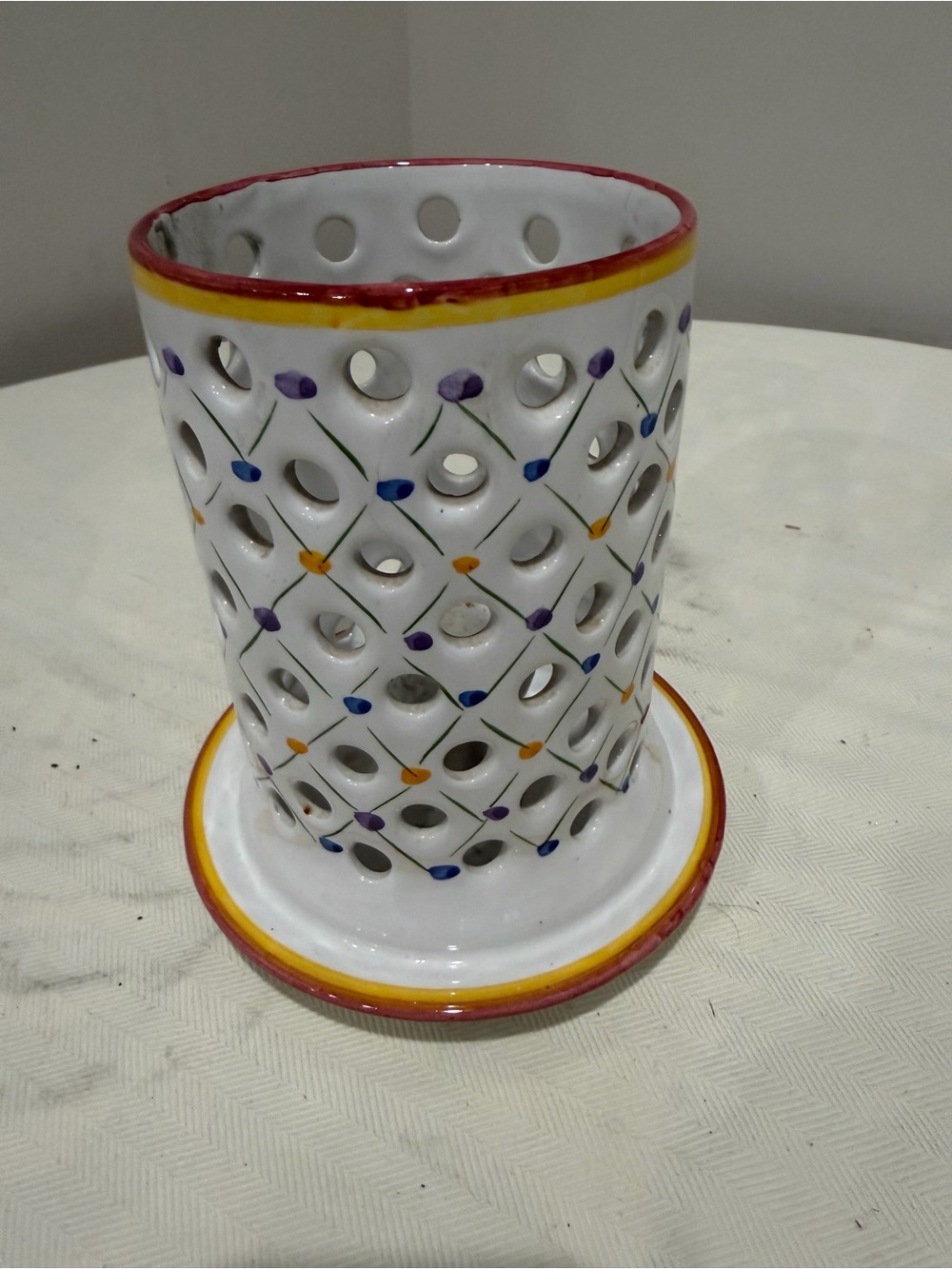 Vintage R.C. & Cal da Juncal hand-painted candle holder from Portugal.